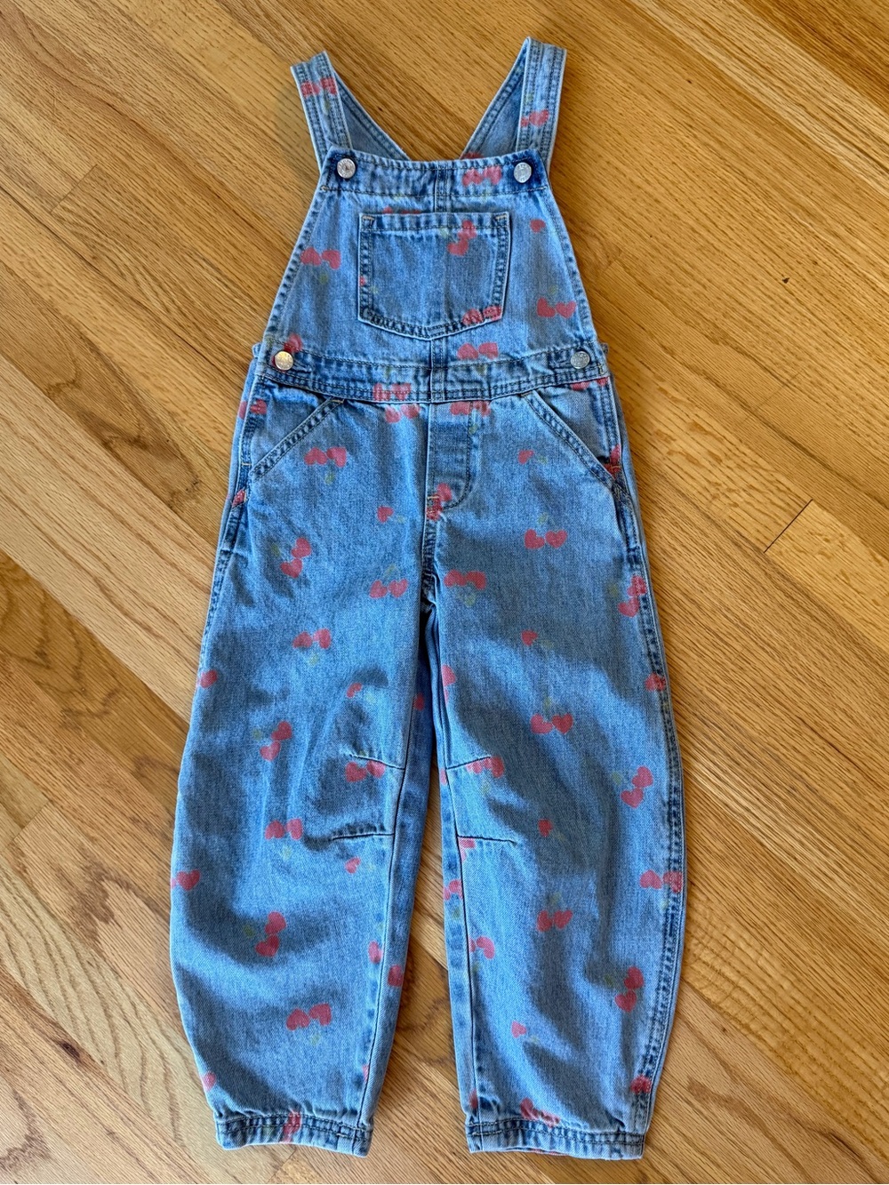 GAP Kids Denim Overalls with Pink Cherry Print